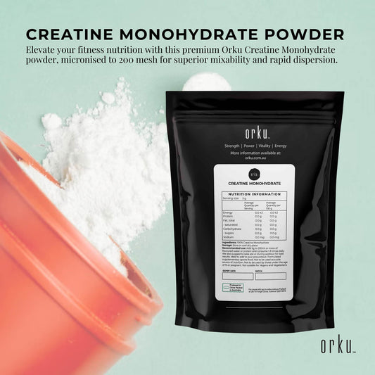Orku 400g Creatine Monohydrate Powder – 200 Mesh Micronised | 99.9% Purity