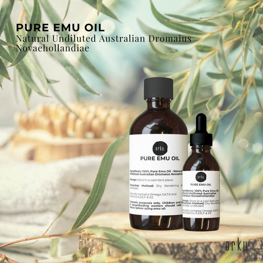 Orku 250ml Pure Emu Oil + Bonus 25ml Bottle - Australian Dromaius Novaehollandiae