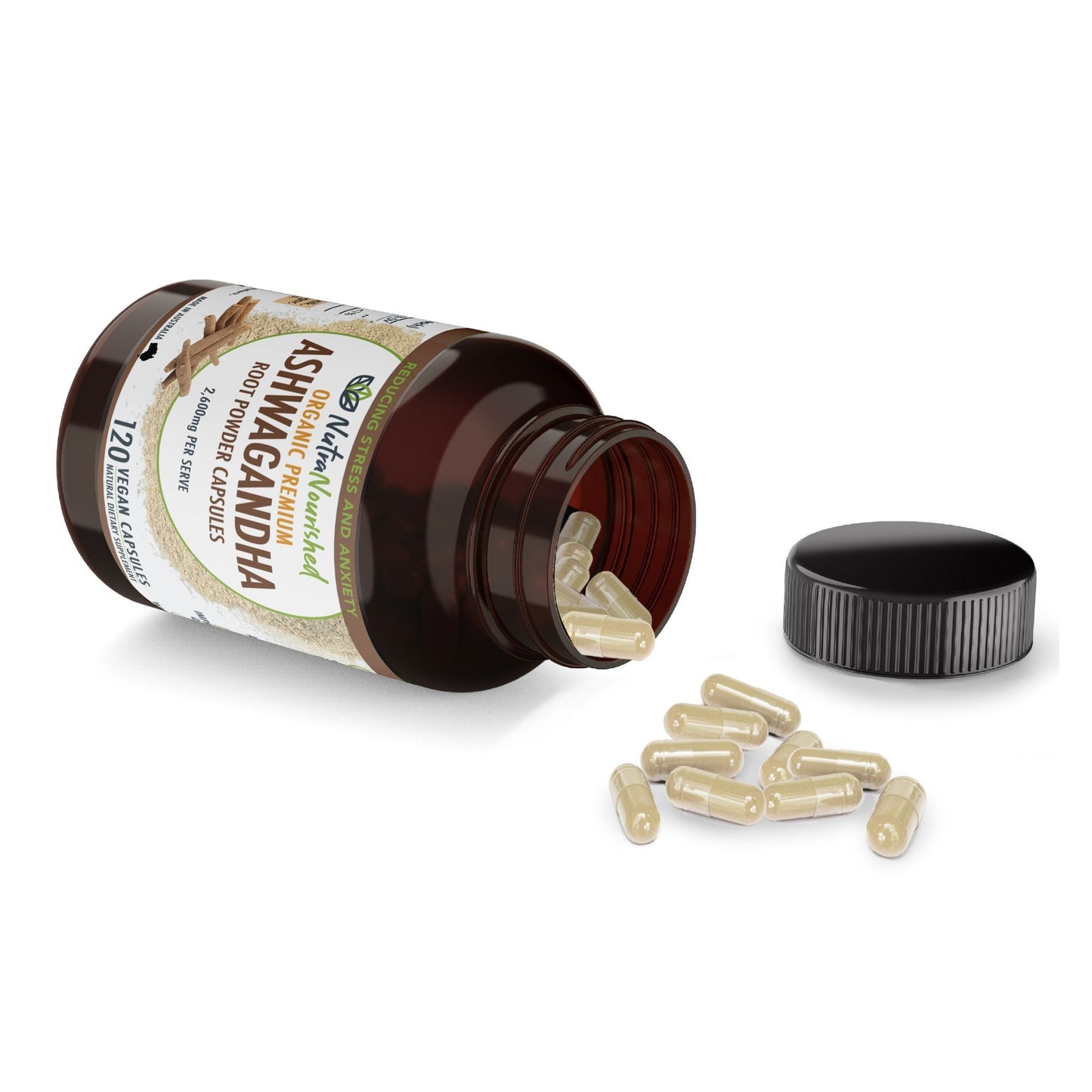 Organic Ashwagandha Capsules (vegan)- Withania Somnifera - 120 Vegan Capsules