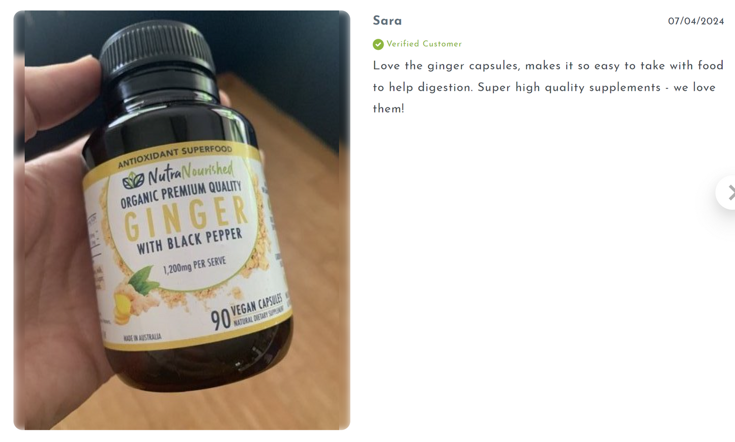 Ginger Capsules Organic Vegan - 90 Vegan Capsules