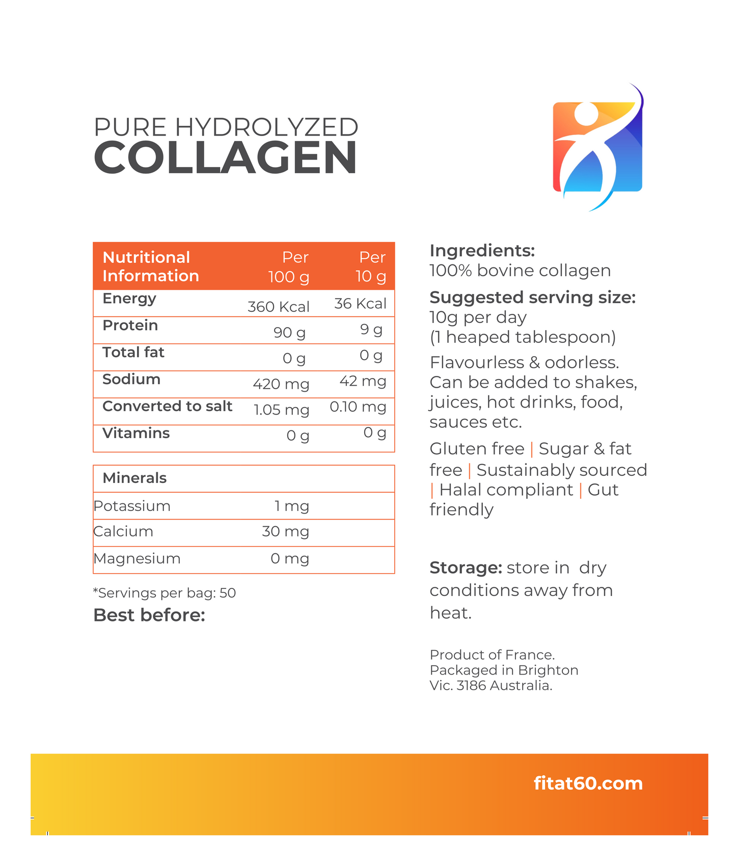 300g Pure Hydrolyzed Collagen Peptides