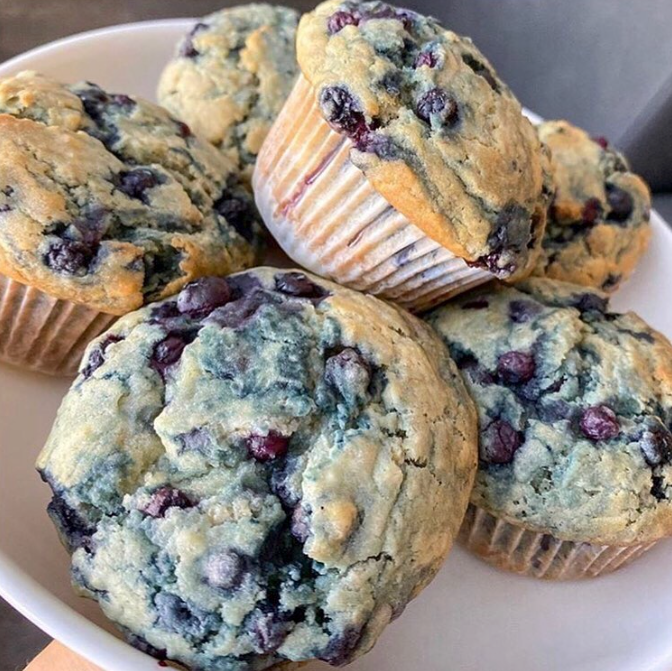 Fluffy Healthy Blueberry Muffins
