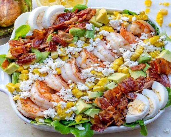 Prawn Cobb Salad and Fresh Lemon-Chive Salad Dressing