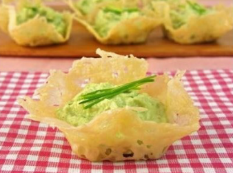 Cheese Cups with Crab and Avocado Dip