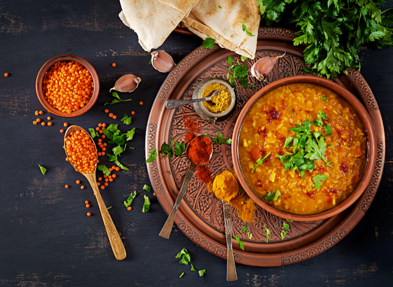 Dal with Naan Bread