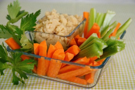 Carrot and Celery Sticks with Hummus