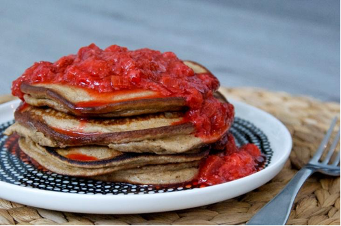 Pancakes with Rhubarb Compote