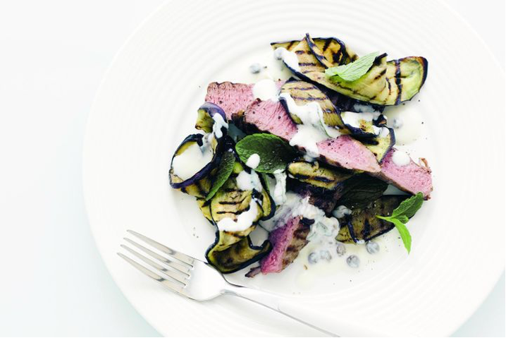 Lamb Fillets with Chargrilled Eggplant and Garlic Sauce