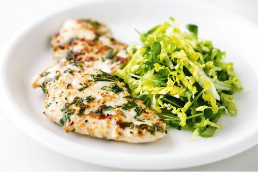 Garlic and Mint Chicken with Crunchy Cos Salad