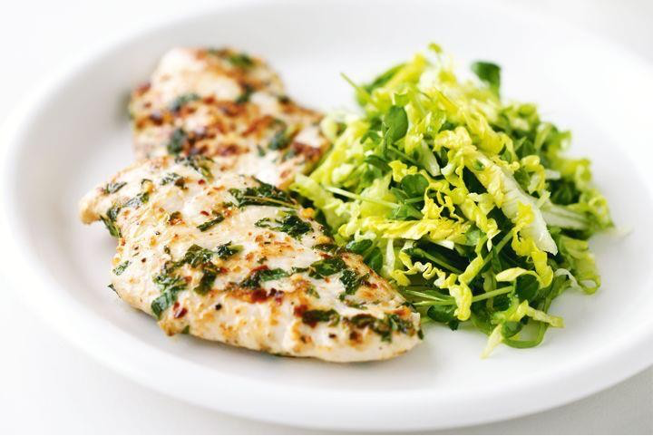 Garlic and Mint Chicken with Crunchy Cos Salad