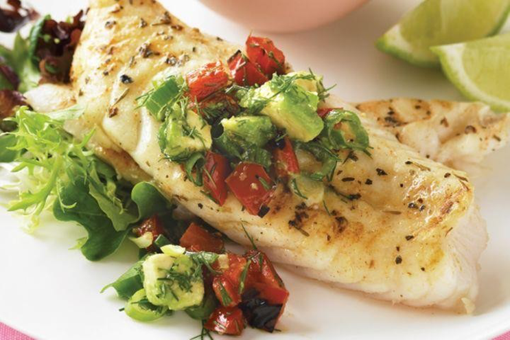 Cajun Fish with Avocado and Chargrilled Capsicum Salsa