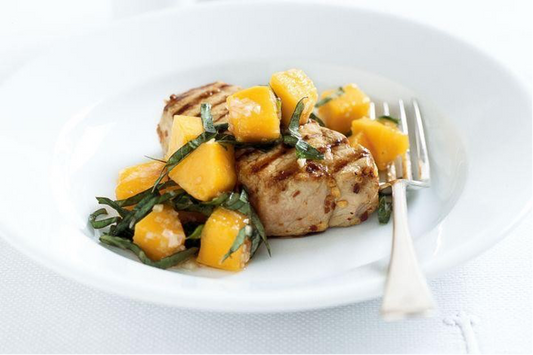 Chilli Rubbed Pork with Mango and Basil Salsa