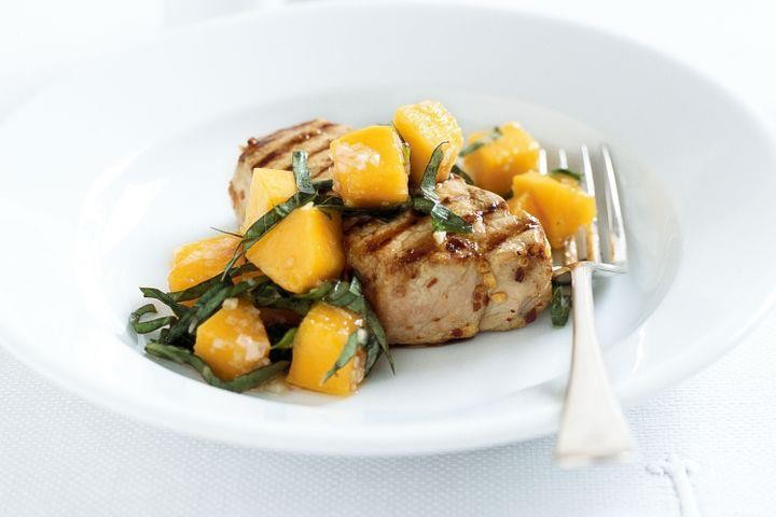 Chilli Rubbed Pork with Mango and Basil Salsa