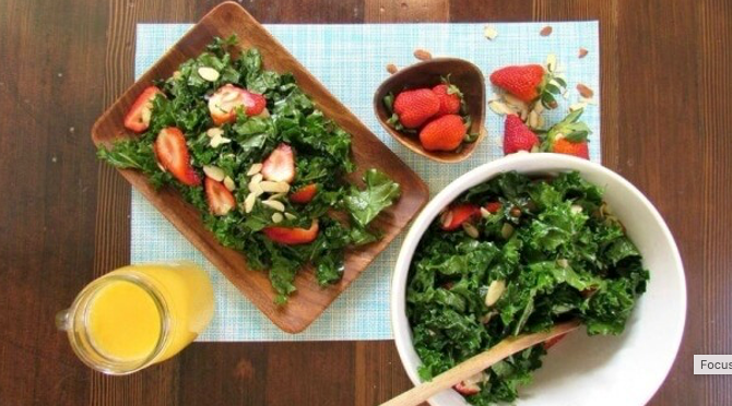 Strawberry, Almond and Kale Salad with Citrus Vinaigrette