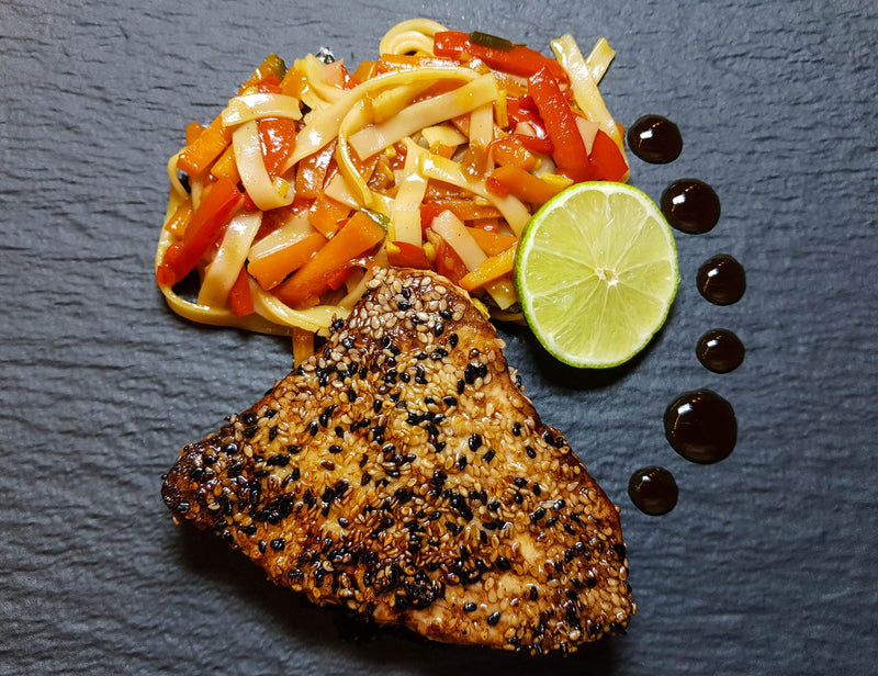 Sesame Seared Tuna with Vegetable Tagliatelle