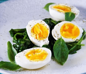 Boiled Eggs with Sautéed Spinach