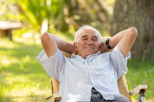 senior man resting happy outdoors