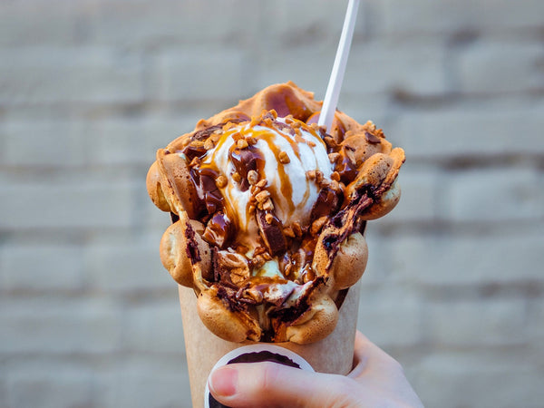 Hong Kong waffles or bubble wafer in hand