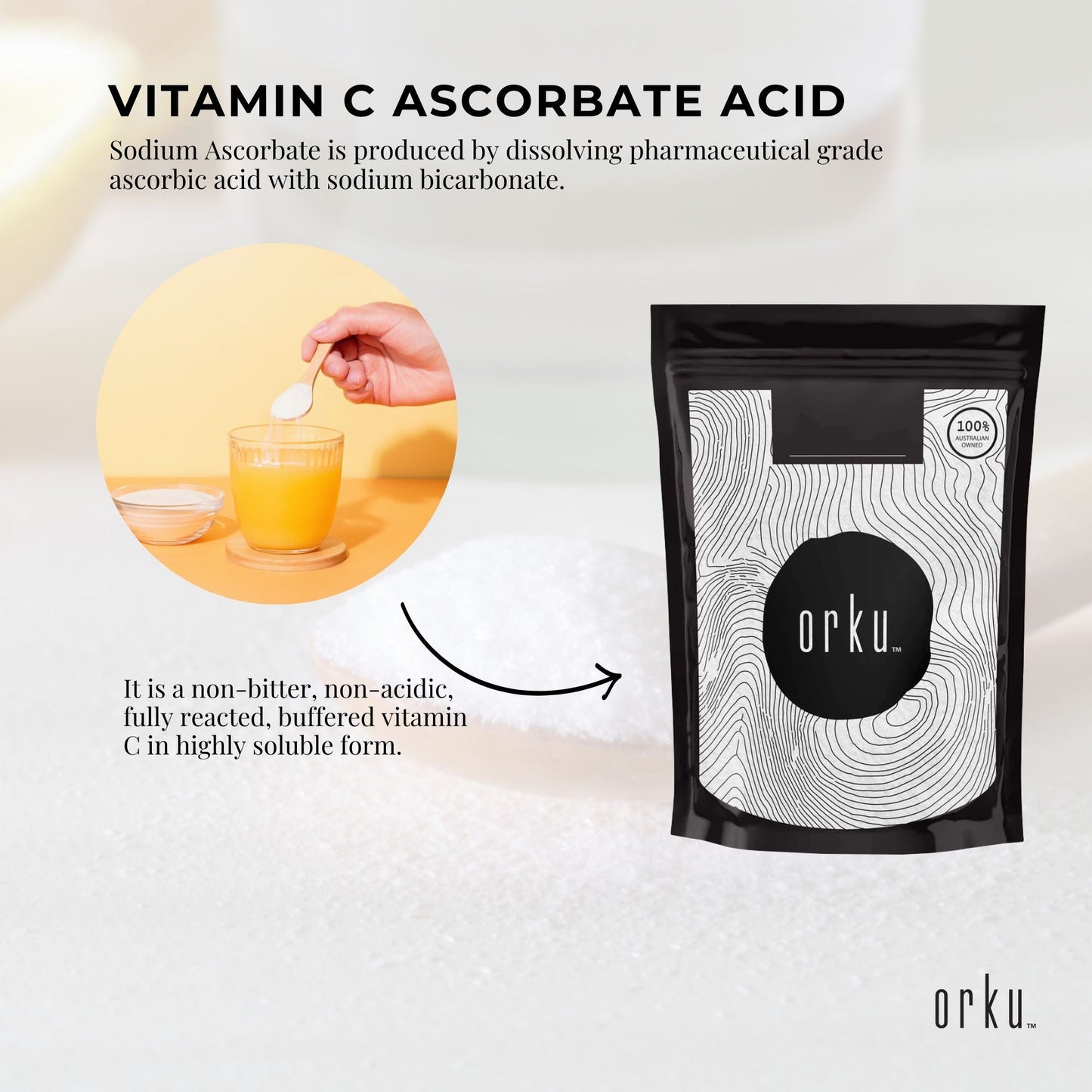 1Kg Sodium Ascorbate Powder – Vitamin C Buffered Pharmaceutical Ascorbic Acid