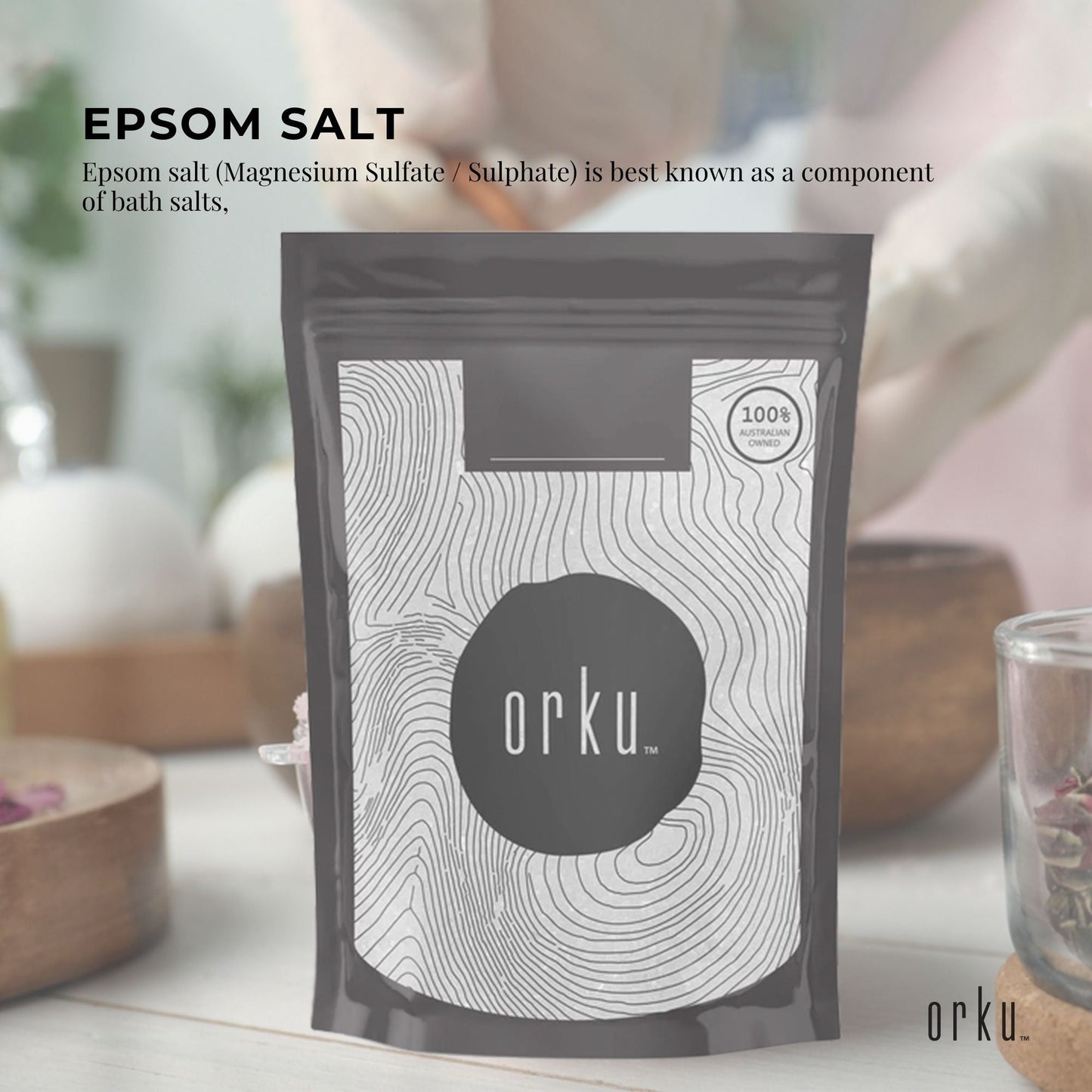 1Kg Orku Epsom Salt – Magnesium Sulphate Bath Salts Skin Body