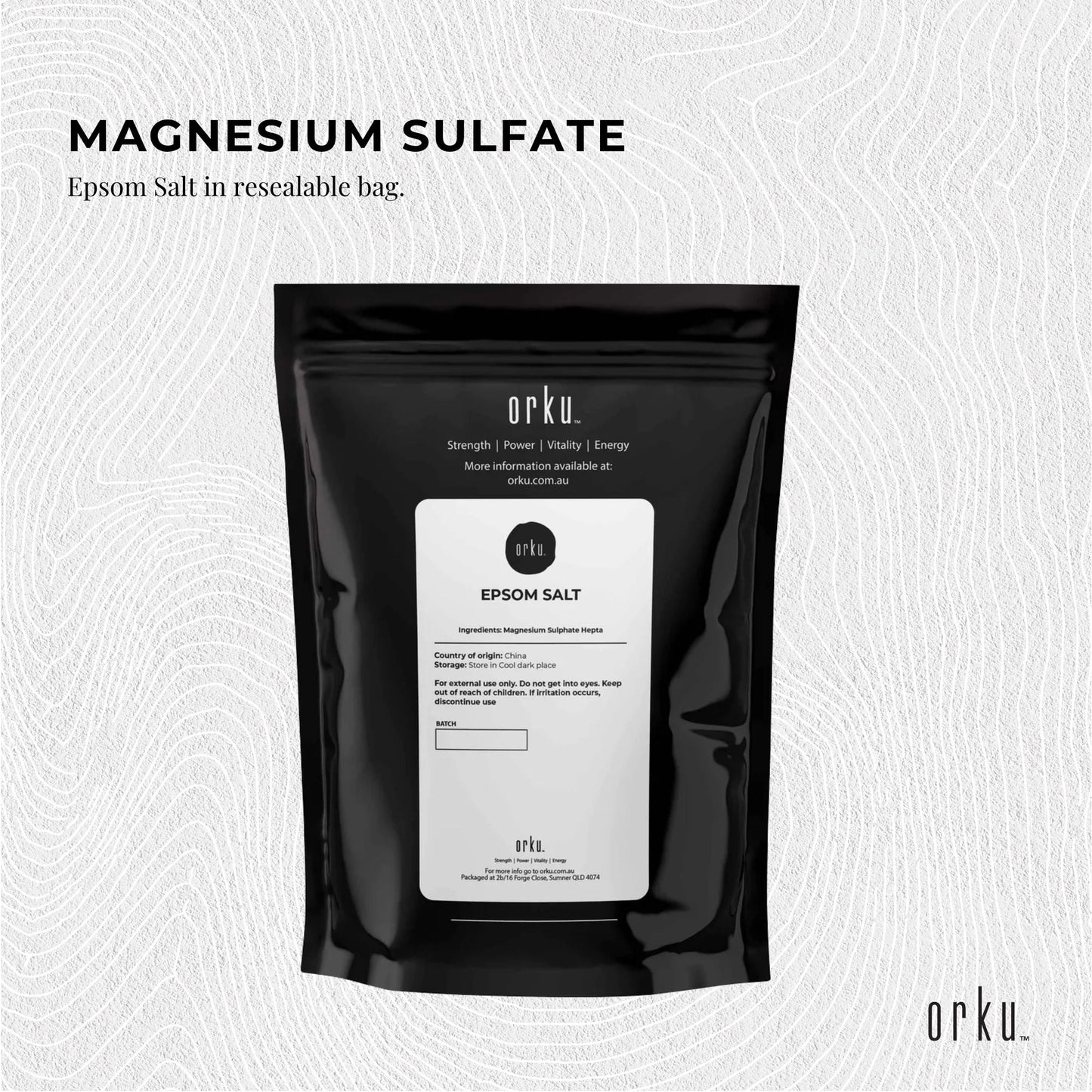 1Kg Orku Epsom Salt – Magnesium Sulphate Bath Salts Skin Body