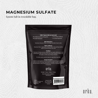 Orku 1Kg Epsom Salt - Magnesium Sulphate Bath Salts Skin Body