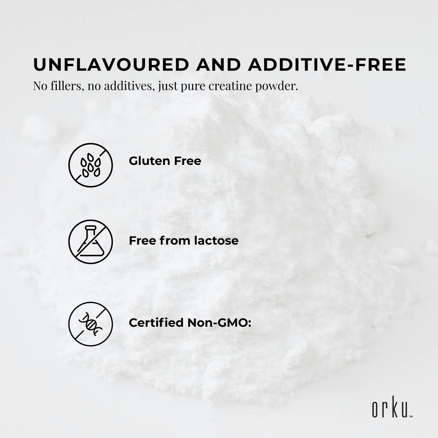 Orku 1Kg Creatine Monohydrate Powder – 200 Mesh Micronised | 99.9% Purity