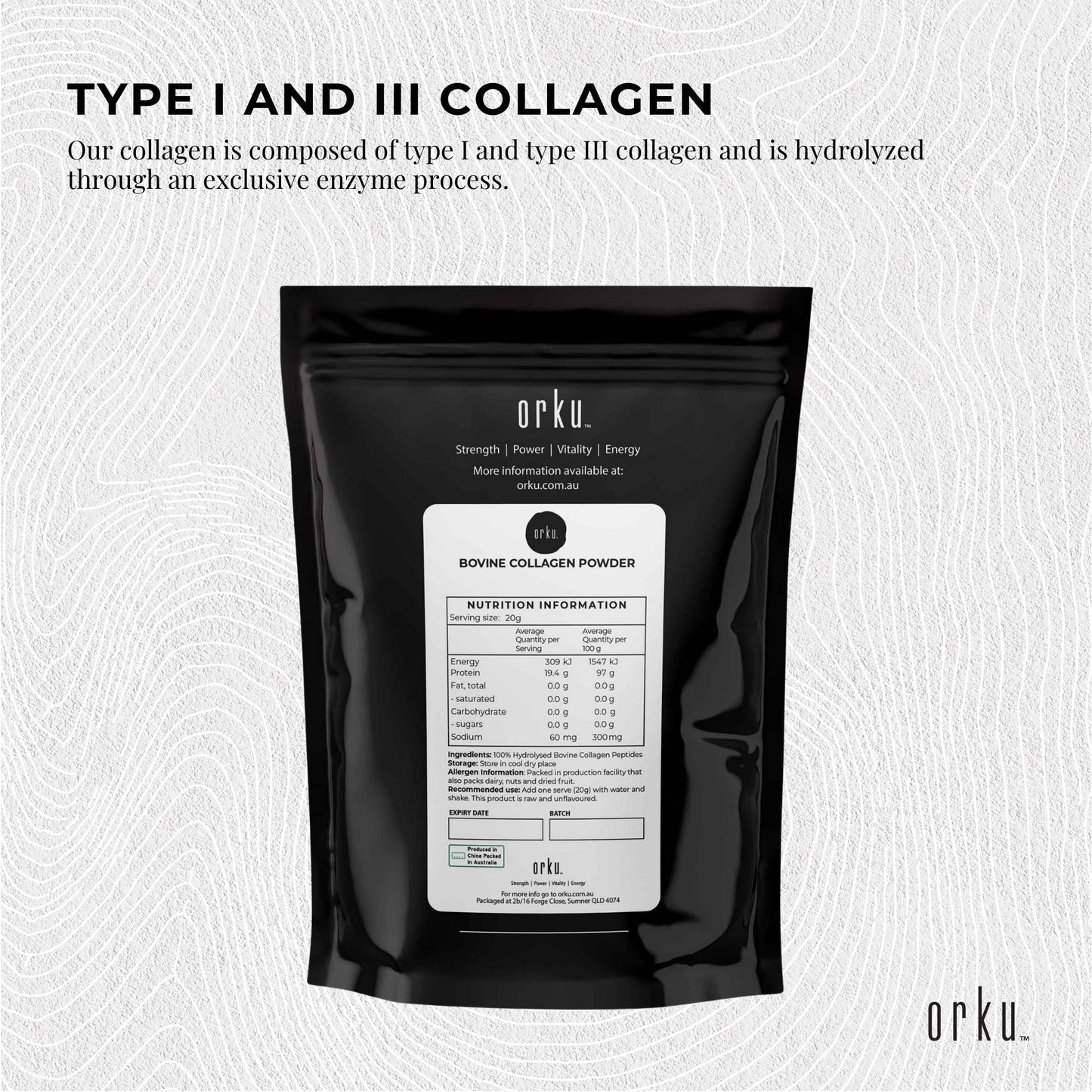 400g Collagen Powder – Bovine Hydrolysate Protein Peptide Supplement Unflavoured