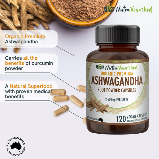 Organic Ashwagandha Capsules (vegan)- Withania Somnifera - 120 Vegan Capsules