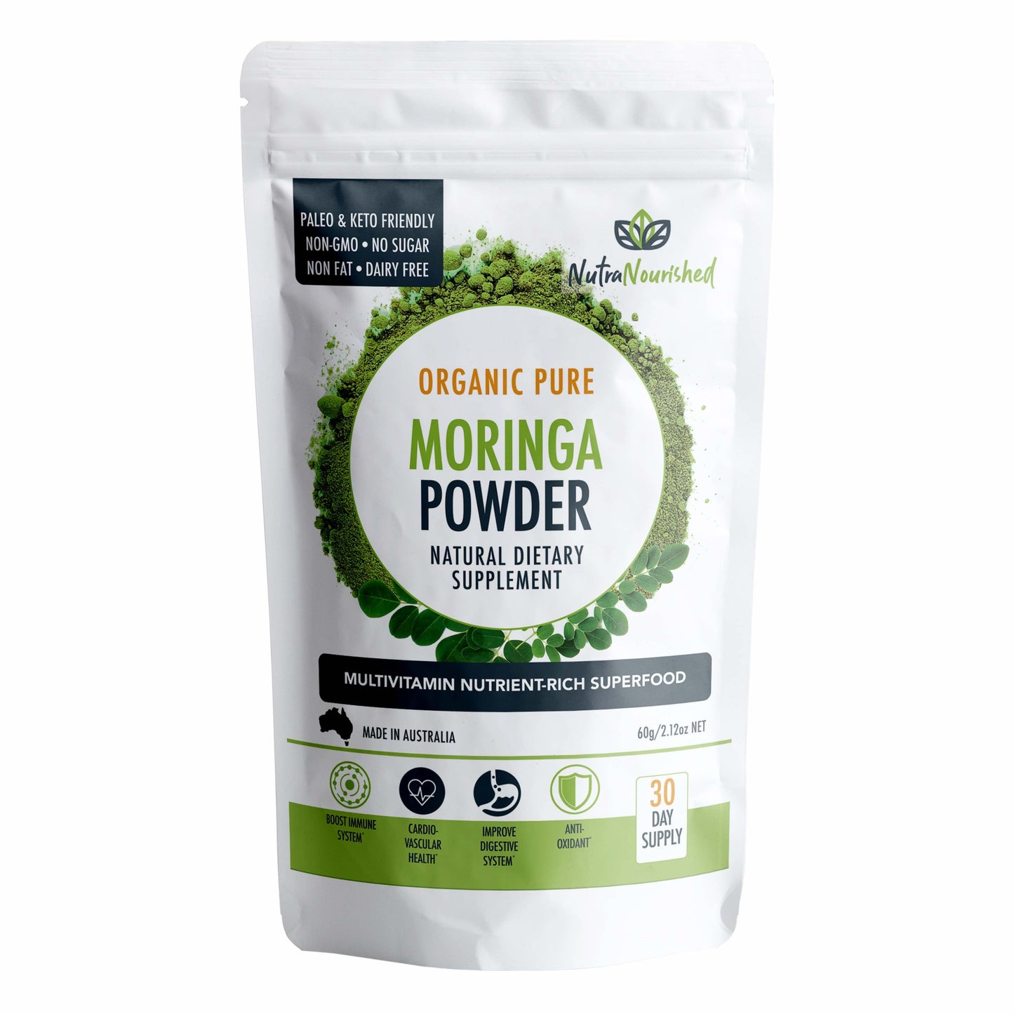 Organic Pure Moringa Leaf Powder 60g