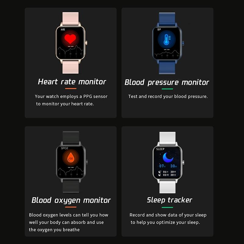 1.69 Inch Ips Touch Screen Ip68 Waterproof Smart Watch Support Sleep Monitoring / Heart Rate Monitoring / Bluetooth Call / Body Temperature Monitoring - Rose Gold