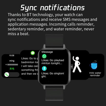 1.69 Inch Ips Touch Screen Ip68 Waterproof Smart Watch Support Sleep Monitoring / Heart Rate Monitoring / Bluetooth Call / Body Temperature Monitoring - Rose Gold