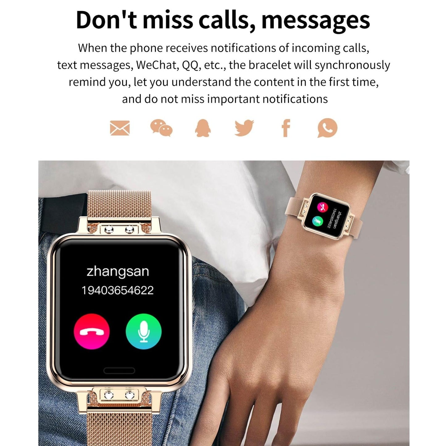 1.22 Inch Waterproof Smart Watch With Sleep & Heart Rate Monitor - Silver