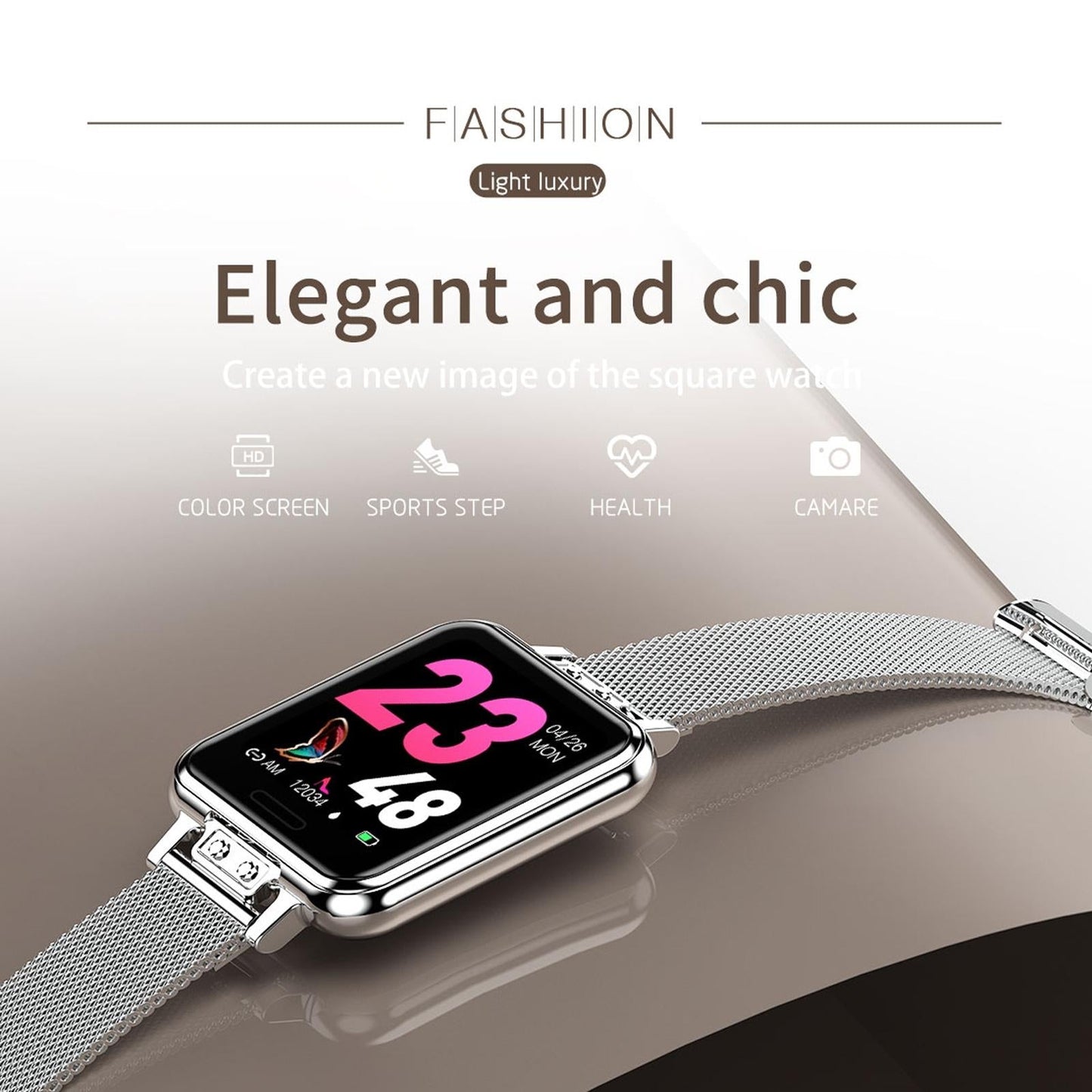 1.22 Inch Waterproof Smart Watch With Sleep & Heart Rate Monitor - Silver