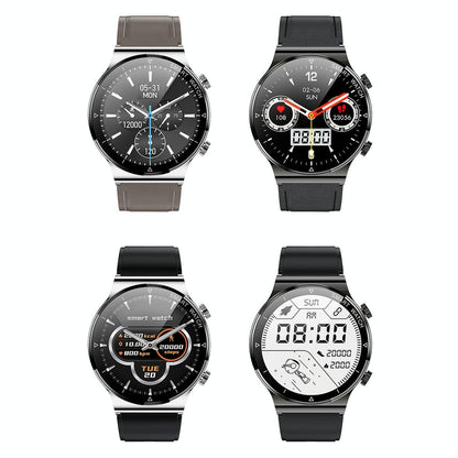 1.32 Inch Heart Rate Sleep Monitoring Smart Watch - Black Leather