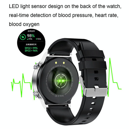 1.32 Inch Heart Rate Sleep Monitoring Smart Watch - Black Leather