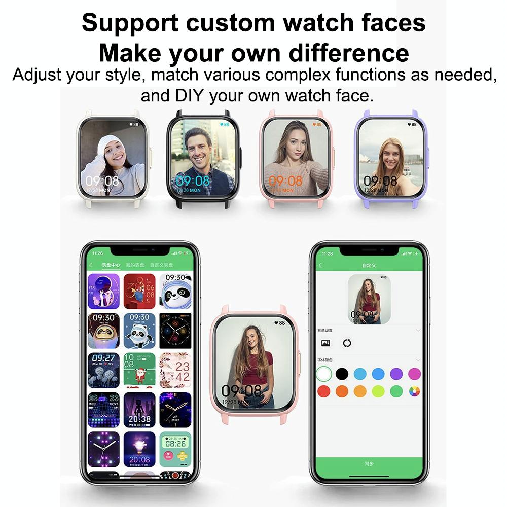 1.83 Inch Ip68 Waterproof Smart Watch Support Body Temperature Monitoring / Heart Rate / Blood Oxygen / Blood Pressure Monitoring - Blue