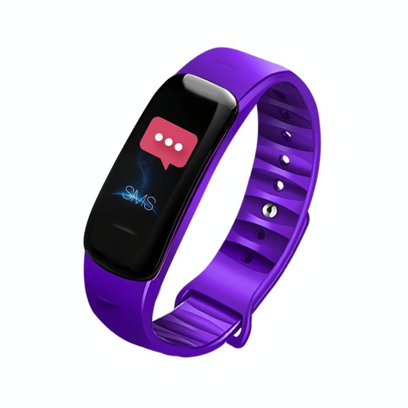 Smart Bracelet With Call Reminder Hr / Bp Monitoring Sleep / Sedentary Tracking And Remote Control - Purple