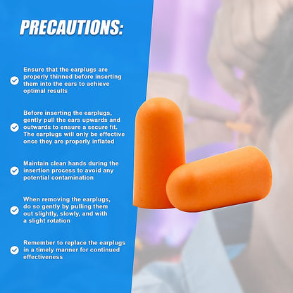 Foam Ear Plugs Disposable 200 Pairs Noise Cancelling Plane Sleep Snoring