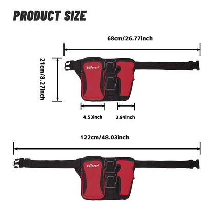 Grey Professional Park Golf Waist Bag - Multi-Functional Accessory Organizer for Dual Ball Storage & Water Bottle Holder